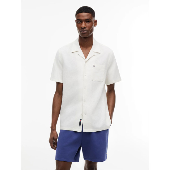 Tommy Hilfiger Ανδρικό πουκάμισο Regular Fit Linen Blend Short Sleeve Shirt